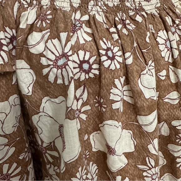 Free People Miss Daisy Top SZ XS Blouson Sleeves Floral Peasant Brown Tan NWT - Picture 5 of 9